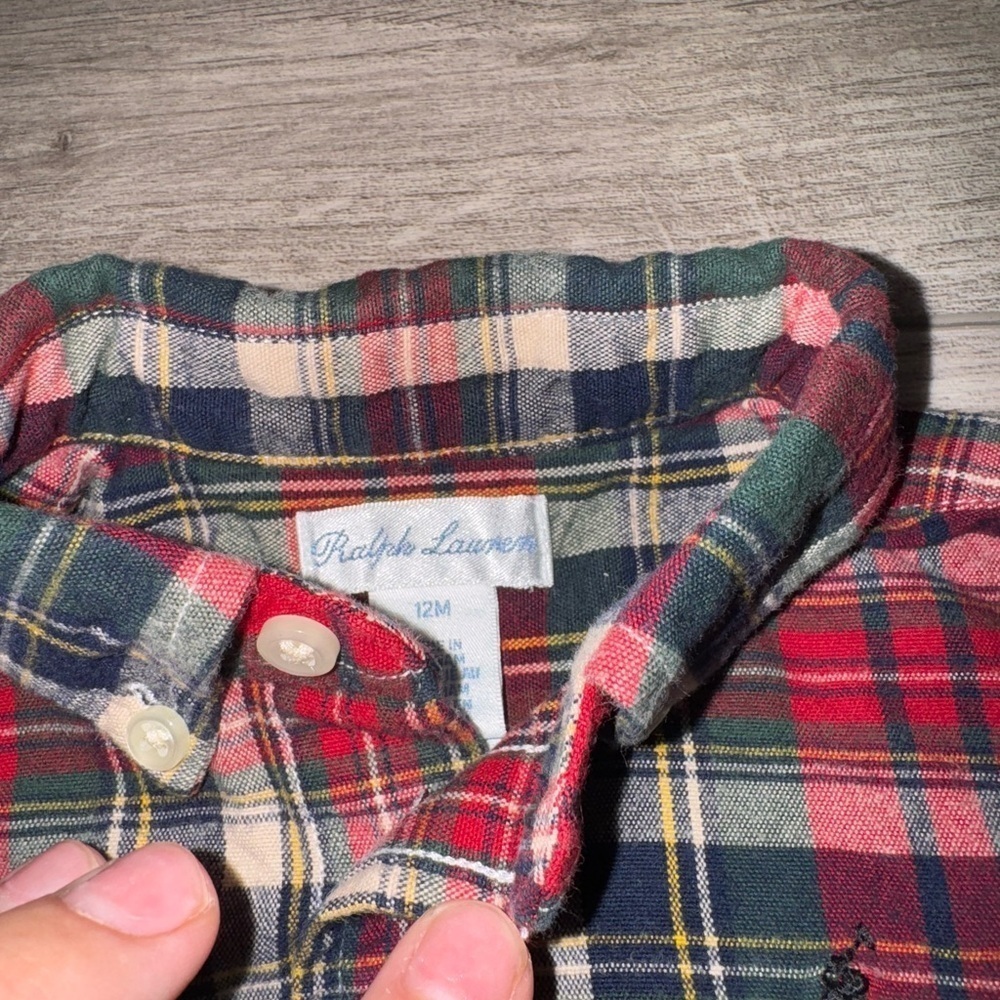Polo by Ralph Lauren Red and Green Button Down Shirt Classic Flannel - Picture 3 of 4